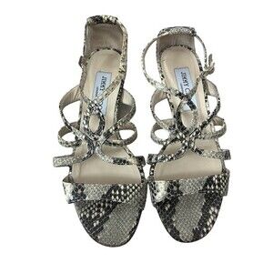 Jimmy Choo Snake Skin Low Heel Wedge Sandals Size 36 1/2